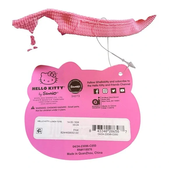 Hello Kitty Insulated Lunch Bag Softshell Sparkle Zip‎ Around 10x8 Inch Academia - Picture 7 of 9